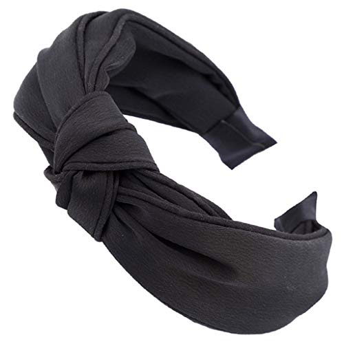 Headbands for Women - 1Pcs Hair Hoops with Cross Knot Hairbands with Cloth Wrapped Headwear Styling Tools Accessories for Washing Face Spa Mask Shower,Black
