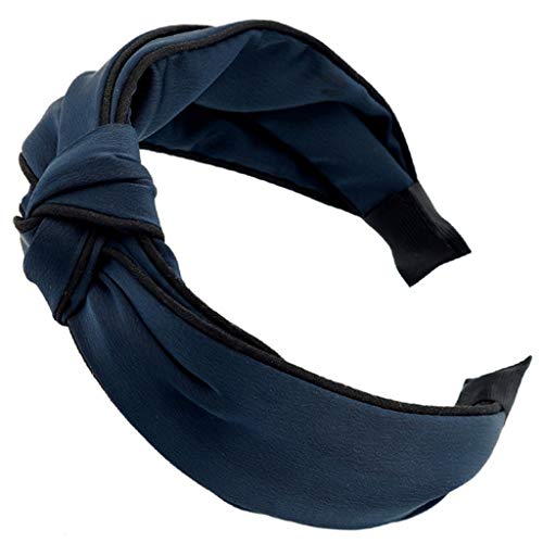 Headbands for Women - 1Pcs Hair Hoops with Cross Knot Hairbands with Cloth Wrapped Headwear Styling Tools Accessories for Washing Face Spa Mask Shower,Navy Blue