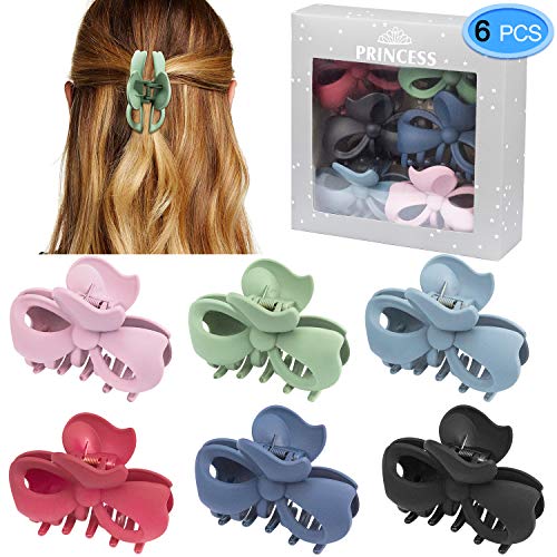 Book Cover Hair Claw Clips 6 Colors, EAONE Bow Jaw Clip Stylish Jaw Clips Non Slip Hair Clip Clamps Styling Accessories for Women Girls,6 Pieces (Gift Box Packaged)