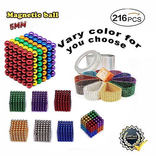 Book Cover XIN 5MM Magnetic Sculpture Magnet Building Blocks Fidget Gadget Toys for Stress Relief, Office and Home Desk Decor, Cool Gadget for Adult,Man,Women (6 Color)