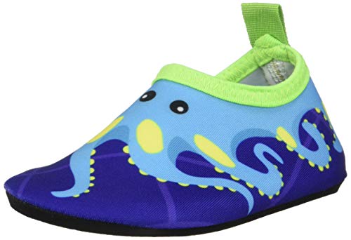 Book Cover Bigib Toddler Kids Swim Water Shoes Quick Dry Non-Slip Water Skin Barefoot Sports Shoes Aqua Socks for Boys Girls Toddler, Blue Octopus, 9 Toddler