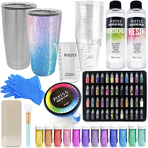 Epoxy Tumblers Kit with Glitter for Tumblers, Includes Amazing Clear Cast Epoxy for Tumblers, Silicone Epoxy Resin Brushes, Glitter for Tumblers, Mod Podge, Epoxy Tumbler Supplies