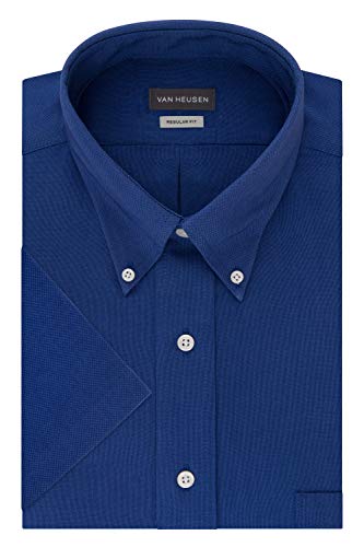 Van Heusen Men's Short Sleeve Dress Shirt Regular Fit Oxford Solid