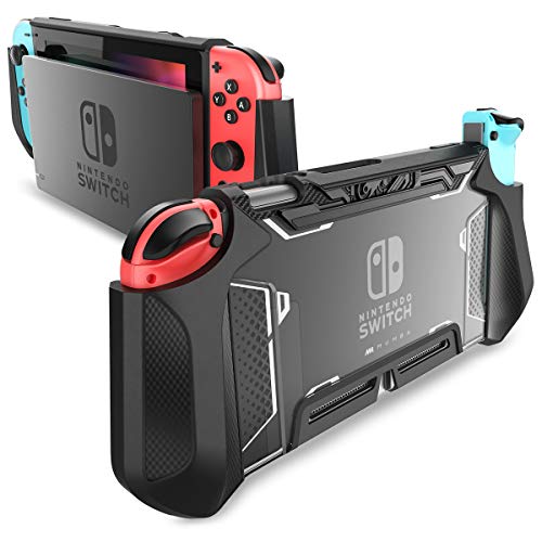 Dockable Case for Nintendo Switch - Mumba TPU Grip Protective Cover Case Compatible with Nintendo Switch Console and Joy-Con Controller - Black
