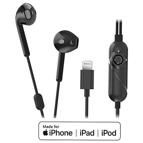 MFI Certified Lightning Wired Digital Audio Earbuds 3D-Surround Stereo Sound Earphones 3-EQ Headsets with Built-in-line Mic and Remote Control Headphones Compatible with iPhone iPad iPod and iOS