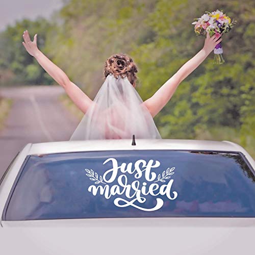Vinyl Wall Art Decal - Just Married - 14" x 25" - Trendy Modern Celebration Wedding Quote for Modern Elegant Trendy Chic Wedding Accessory Bridal Clothes Dresses Hanger Decor