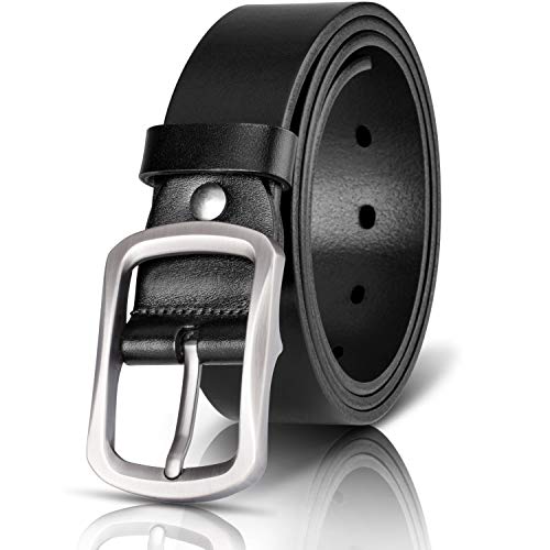 MIROMIHO’s Men Genuine Leather Dress Belt,Single Prong Buckle,Trim to Fit