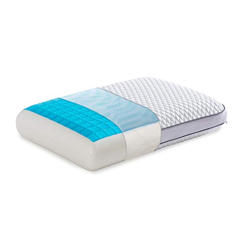 Book Cover wavveUziz Ventilated Gel Cooling Memory Foam Pillow for Sleeping Cool with Washable Zippered Cover, Standard Size