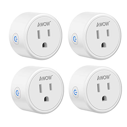 Book Cover Smart Plug AWOW Mini Smart Socket WiFi Outlet 10A Compatible with Alexa, Google Home and IFTTT, No Hub Required,Remote Control Your Home Appliances from Anywhere, Only Supports 2.4GHz Network(4-Pack)