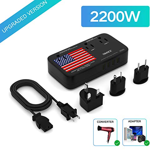 TryAce 2200W Exclusive Voltage Converter and 10A Travel Adapter with 4-Port USB,Power Converter Step Down 220V to 110V for Hair Dryer/Straightener/Curling Iron,US/UK/EU/AU Plug for 190+ Countries