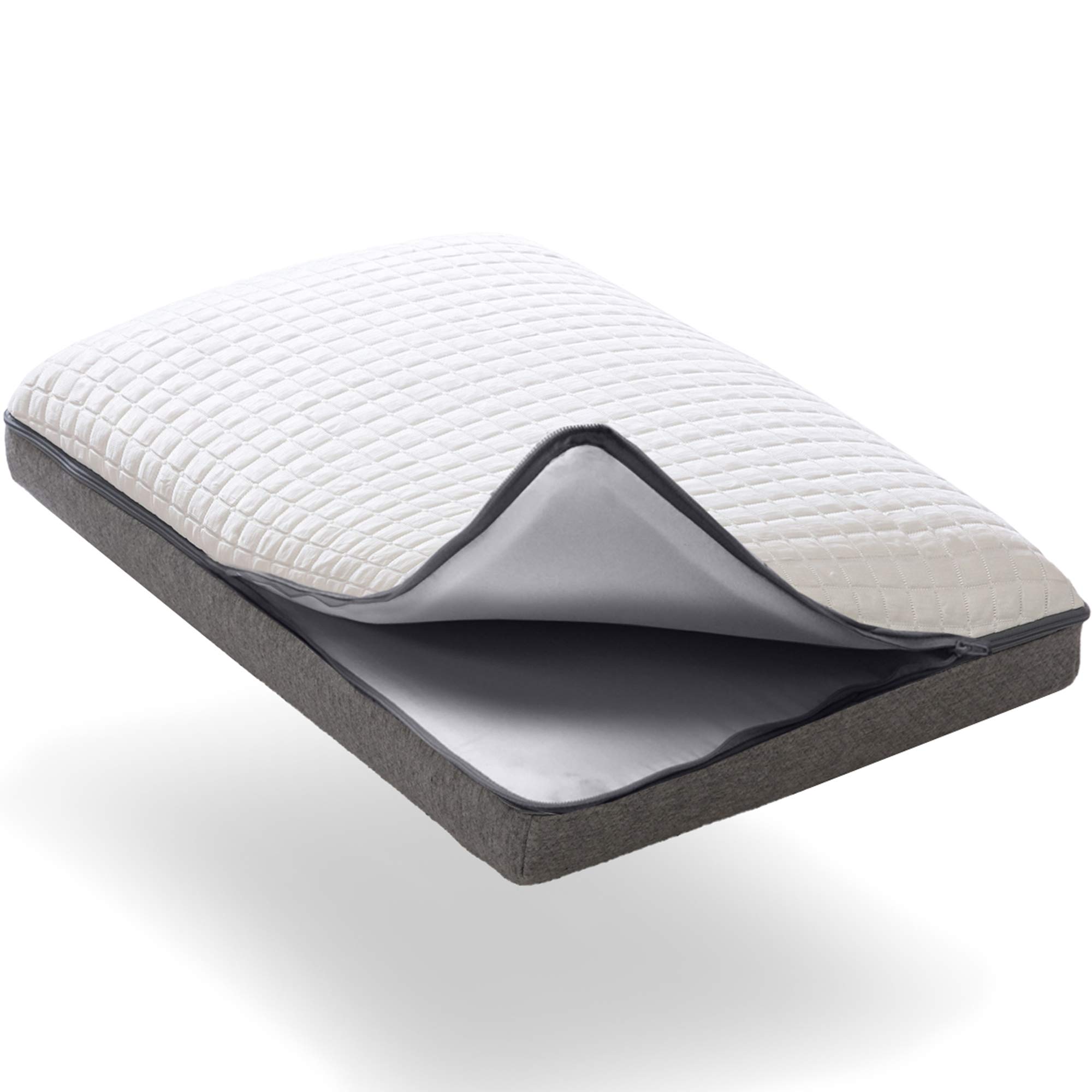 wavveUziz Bamboo Pillow for Sleeping , Unique 3-in-1 Design Bamboo Charcoal Firm Memory Foam Pillow for Side Back Stomach Sleeper-with Zipper Removable and Washable Cover