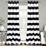 VERTKREA Stripe Window Curtain Striped Room Window Treatment Grommet Curtains 52 × 84 Inches Stripes Drapes for Bedroom Living Room, Black, Set of 2 Panels