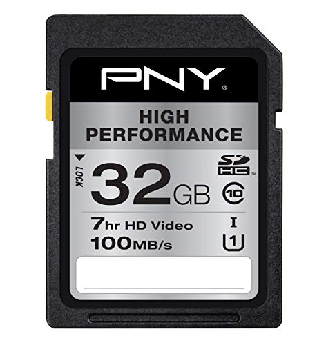 Book Cover PNY 32GB High Performance Class 10 U1 SDHC Flash Memory Card - 100MB/s read, Class 10, U1, Full HD, UHS-I, Full Size SD