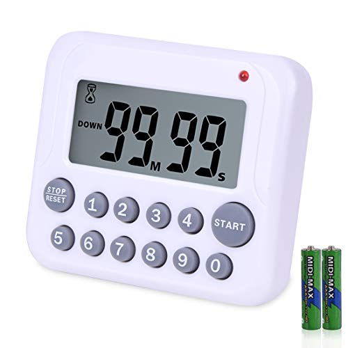 LightingHome Digital Kitchen Timer, Large Display Cooking Timer with Strong Magnet Back and Clip, Loud Alarm, Memory Function,Digits Directly Input,Count up& Count Down for Cooking Baking