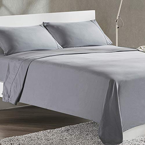 Book Cover SLEEP ZONE Full Size Cooling Sheet Set - All Seasons Sheet & Pillowcase Sets 4 Piece - Extra Soft Cozy Bed Sheets Deep Pocket 16 inches - Wrinkle, Fade, Stain Resistant (Gray, Full)