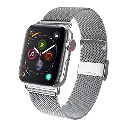 Book Cover GBPOOT Compatible for Apple Watch Band 42mm 44mm, Wristband Loop Replacement Band Compatible Iwatch Series 4,Series 3,Series 2,Series 1,Silver,42mm/44mm