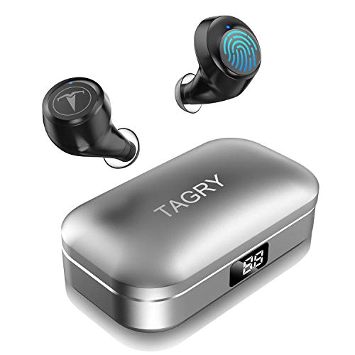Book Cover Bluetooth Headphones,TAGRY 5.0 True Wireless Earbuds Deep Bass HiFi Stereo Sound 30H Playtime Bluetooth Earphones in Ear Binaural Call Headset with Charging Case and Built in Mic(Light Black)