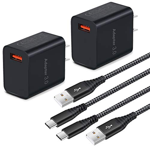Besgoods USB Fast Charging Block 3.0 with Type C Cable 6ft, Android Phone Charger USB C Braided Cord Compatible with Samsung Galaxy S23 Ultra S22 S21 S20 S10 S9 S8 A03s A53 A14 Note Moto HTC-2Pack