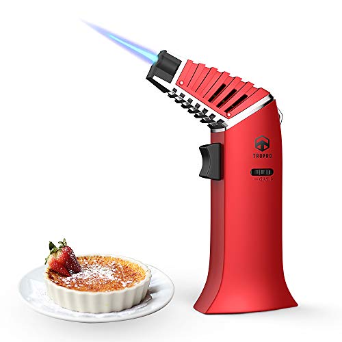 TROPRO Blow Torch, Culinary Torch Refillable Kitchen cooking Butane Torch Lighter with Safety Lock and Adjustable Flame, Perfect for Creme, Brulee, Toasting, Barbeques [butane gas not included]