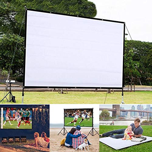 Bealye 16:9 HD Projector Screen, Portable Video Screen Widescreen Foldable Anti-Crease Indoor Outdoor Projector Movies Screen for Home Theater Support Double Sided Projection