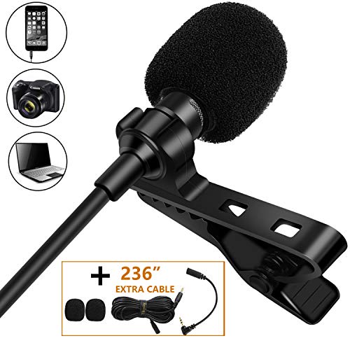 Tikysky Lavalier Microphone for iPhone Android Cell Phone Camera,Lapel Mic Noise Cancellation System Clip On for Youtube Video Podcast