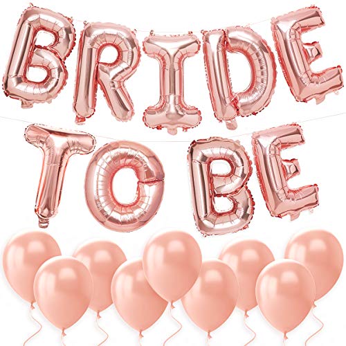xo, Fetti Bachelorette Party Decorations - Bride to Be Balloon Kit - Rose Gold - 16" BRIDE TO BE Foil Balloons + 10 Rose Gold Latex Balloons - Bridal Shower Supplies