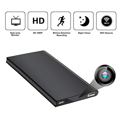 Hidden Spy Camera WiFi，Power Bank Wireless Spy Camera HD 1080P Monitor Security Camera for Home with Night Vision Motion Detection Covert Nanny Cam Battery Powered