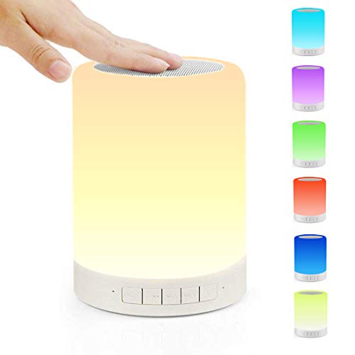 Touch Bedside Lamp Ourikamo Night Light Bluetooth Speaker Rechargeable Dimmable Touch Lamp with 7 Colors LED Table Lamp Best Gifts for Women Men Kids Bedroom Sleeping Aid