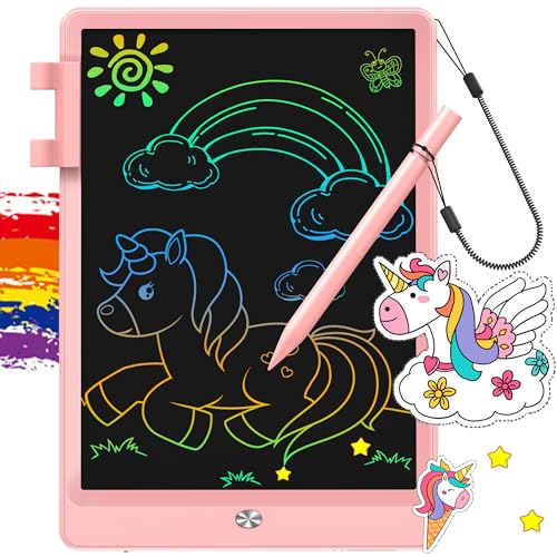 Ansel LCD Writing Tablet 10 Inch Drawing Tablets for Kids, Colorful Screen Magnetic Memo Board and Doodle Scribble Pads for Ages 2+ (Pink)