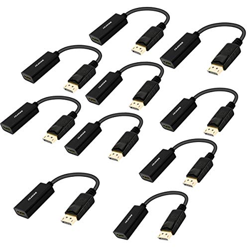 Book Cover DisplayPort to HDMI Adapter 10 Pack, Benfei DP Display Port to HDMI Converter Male to Female Gold-Plated Cord Compatible for Lenovo Dell HP and Other Brand
