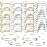 UPINS 60 Pcs Expandable Bangle Bracelets, Adjustable Stainless Steel Wire Blank Bracelets Bulk for Women DIY Jewelry Making 2.6inches