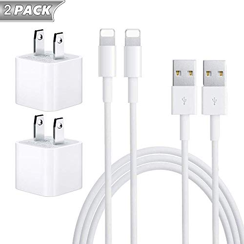 iPhone Charger, MFi Certified Cable, [2-Pack] Travel Wall Power Adapter USB Data Charge Sync Cable Compatible with iPhone X/8 Plus/7 Plus/6s/6 Plus/6s Plus/5/5s/5c/XS/XR/XS Max/iPad/iPod