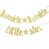 Gold Glitter Twinkle Twinkle Little Star Gender Reveal Banner for Baby Shower Birthday Party Decorations