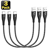 Short USB Type C Cable,Yostyle 1FT 3Pack Nylon Braided USB A to C Fast Charging & Data Sync Cord for Samsung Galaxy S10/ S9 / S9+ / S8 / S8+ / Note 8,LG V20 G5 G6, Pixel,MacBook, Nintendo Switch