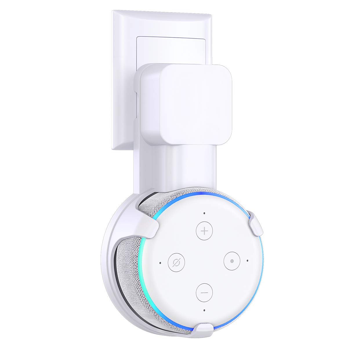 Matone Outlet Wall Mount Holder for Dot 3rd Generation & Mi AI, A Space-Saving Solution for Your Smart Home Speakers, Clever Dot Accessories with Cord Arrangement Hide Messy Wires - White