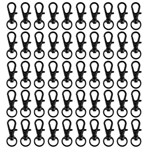 50 pcs Swivel Clasps Lanyard Snap Hook,cnomg Metal Swivel Lanyard Snap Hook Lobster Claw Clasp (Black)