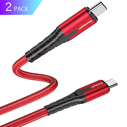 Essager USB C to USB C Cable 3A 2-Pack (6.6ft+3.3ft) Type C PD Quick Charge Charging Fast Data Transmission Cord Compatible with Galaxy S9 S10,iPad Pro 2018,Google Pixel,Huawei,MacBook Oneplus 7 Pro