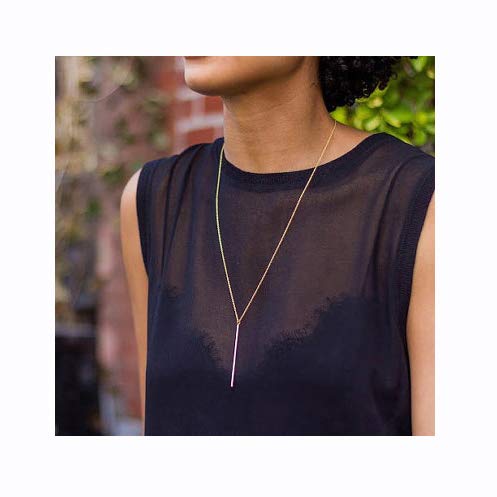 Luxcastle Bar Necklace Simple Long Vertical Bar Necklace Long Chian for Women and Girls