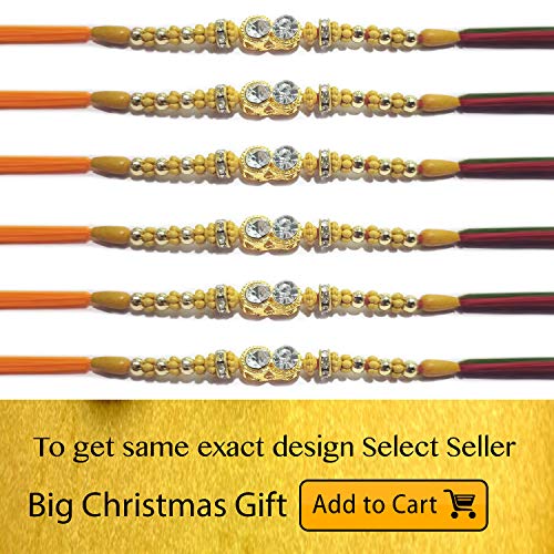 Rakhi Set of 6 for Brothers, 2 Stone Designer Rakhi, Handmade Rakhi, Rakhi for bhiya, Rakhi Bracelet, Multi Design and Assorted Color Raksha Bandhan Rakhi