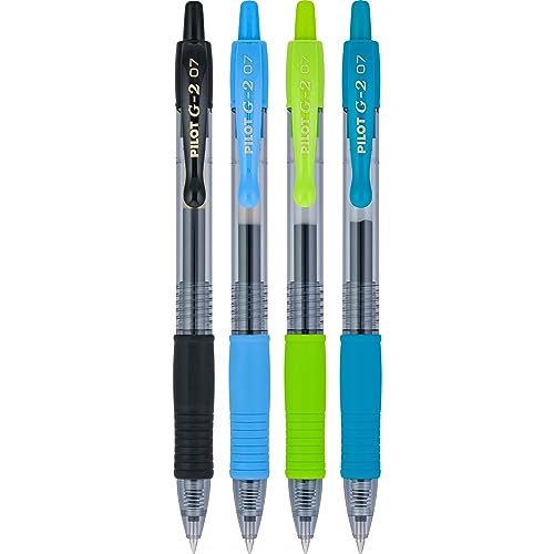 Pilot G2 Retractable Premium Gel Ink Roller Ball Pens, Fine Point, Assorted Color Inks, 4-Pack (11870)