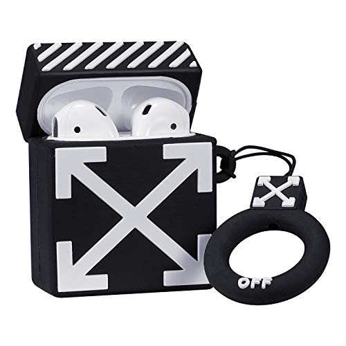 Coralogo Compatible with Airpods 1/2 Cute Case,Luxury Cartoon Silicone Airpod Designer Skin Kawaii Funny Fun Cool Fashion Keychain Ring Design Cover Kids Teens Air pods Cases for Girls Boys(Off Whie)