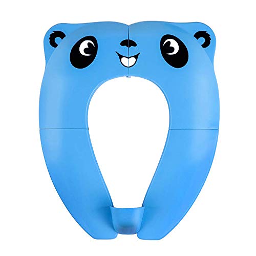 Book Cover Folding Potty Training Seat TYRY.HU Toddler Portable Travel Toilet Seat Cover Foldable Reusable Potty Ring with Upgrade Splash Guard, 8 Non-Slip Pads for Kids Child Baby Boys Girls, Blue