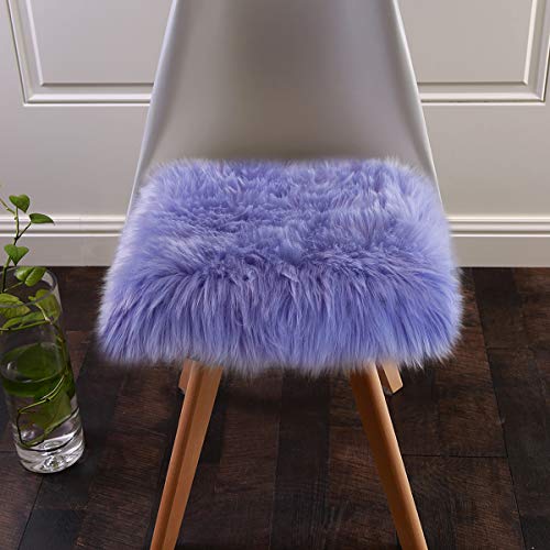 Book Cover Softlife Square Faux Fur Sheepskin Chair Cover Seat Cushion Pad Super Soft Area Rugs for Living Bedroom Sofa (1.6ft x 1.6ft, Lavender)