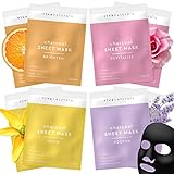 Viva Naturals Charcoal Face Mask Set (8 Pack) - Collagen & Hyaluronic Acid Face Mask for Skin Care - Moisturize and Brighten with 4 Varieties of Facial Sheet Mask