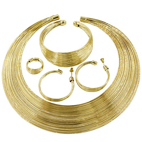Book Cover Liffly African Statement Jewelry Set 18 K Gold Plated Jewelry Weddings Dubai Gold Necklace Earrings Set
