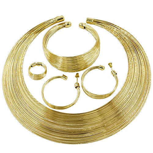 African Jewelry for Women African Statement Jewelry Set Gold Plated Jewelry for Women Weddings Dubai Gold Necklace Earrings Set