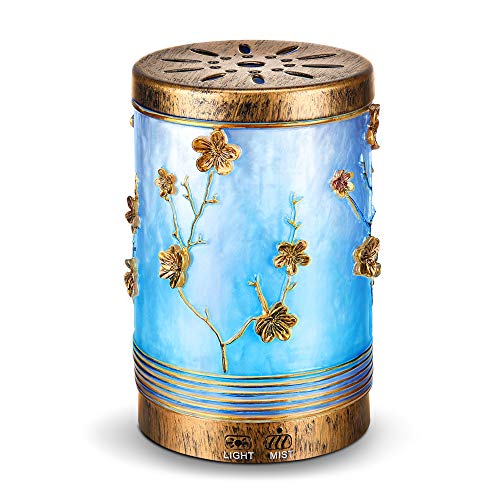 Aromatherapy Essential Oil Diffuser 200ml, Metal Oil Diffuser for Essential Oils, Vintage Handmade Ultrasonic Humidifier Diffuser with Intermittent Mist, Auto Shut-Off for Living Room/Gift