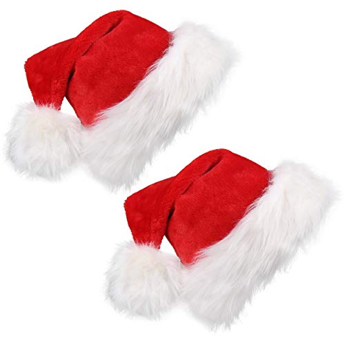 CCINEE Christmas Santa Hat for Adults Velvet Xmas Hat Holiday Home Decoration, 2 Pack