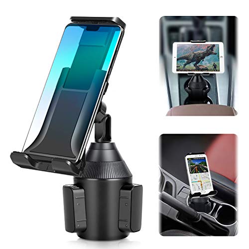 Car Cup Holder Phone/Cup Holder Tablet Holder/Smartphone Mount 2-in-1 Universal Smarts Adjustable cupholder ipad Mount for iPhone,iPad Pro10.5/Sony, Samsung Galaxy Tab/iPhone 11 XR PRO X 8 Plus