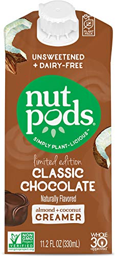 nutpods Classic Chocolate, Unsweetened Dairy-Free Liquid Coffee Creamer Made From Almonds and Coconuts (6-pack)